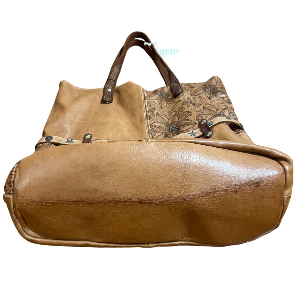 Costanza Rota Italian Leather Tote NEW Floral Embossed Panels Boho Large Bag via - Picture 15 of 15
